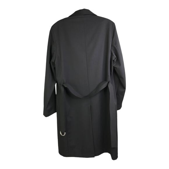 Weekend Max Mara Trench Coat Womens Sz 10 Black Stretch Full Zip Collared Belted - Picture 4 of 7
